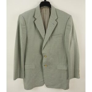 Hickey Freeman Silk Wool Jersey Houndstooth Madison Blazer Mens 46L Blue Cream